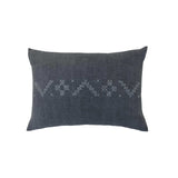 Alma Gray Lumbar Pillow by One Bi One — gray-blue Belgian linen with wool hand embroidery, handcrafted in Gothenburg, Sweden