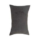 Wildflower Charcoal Lumbar Pillow by One Bi One — hand-embroidered wool wildflower motif on Belgian linen in deep charcoal, handcrafted in Gothenburg, Sweden