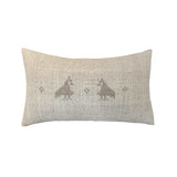 Lina Lumbar Pillow by One Bi One — oatmeal Belgian linen with beige wool hand embroidery, handcrafted in Gothenburg, Sweden