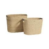 Oval handwoven abaca storage basket in natural finish – Zodax ZONCX-3023
