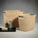 Zodax oval abaca storage basket, detail view of handwoven texture
