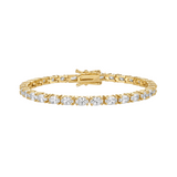 Oval tennis bracelet with yellow gold and crystal stones