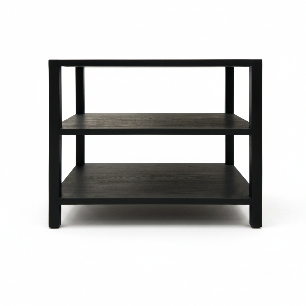 Palermo Side Table in black oak by Grove & Anchor, open-frame design with a lower shelf, product photo on a white background