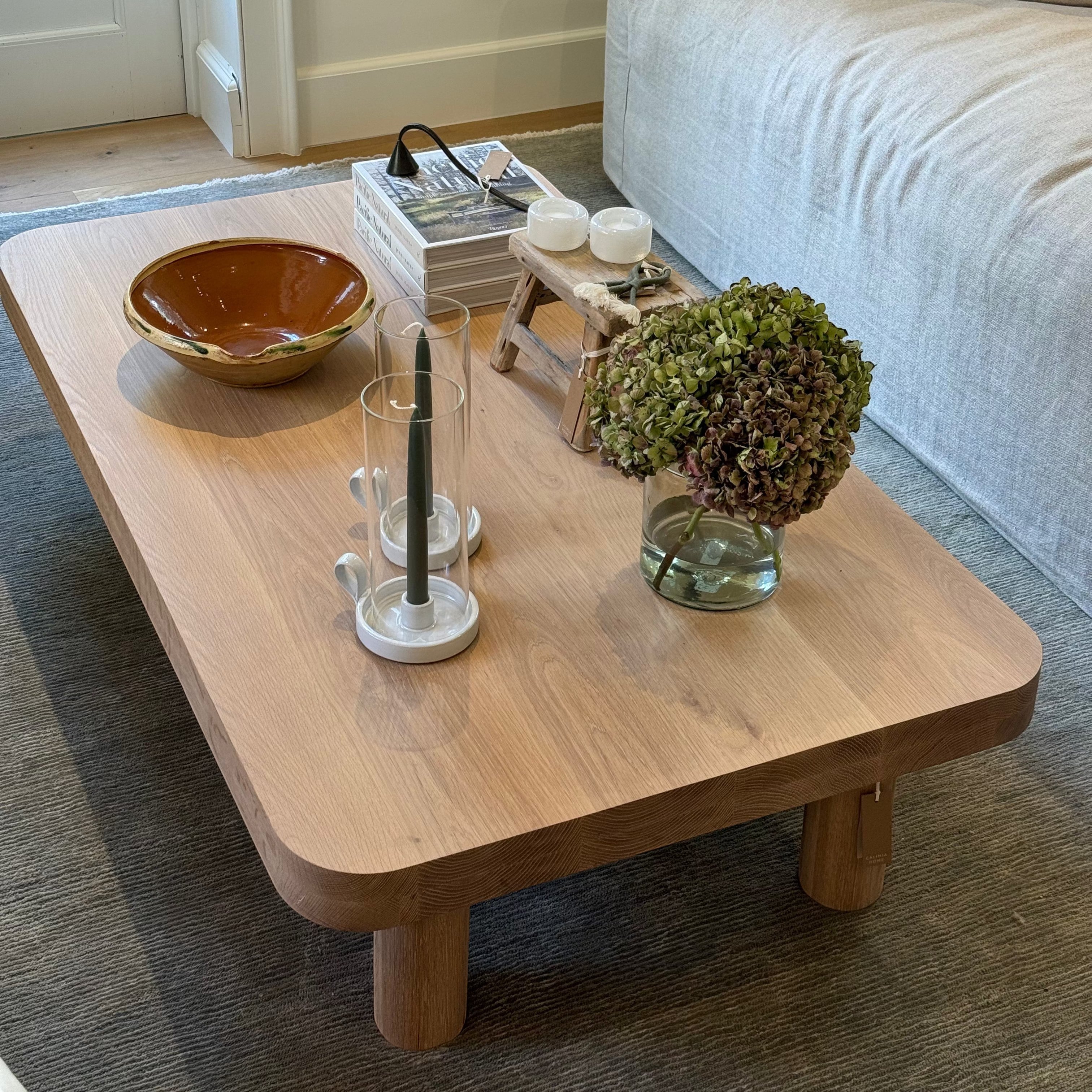 Palma Rectangular Coffee Table in solid natural oak by Grove & Anchor, handcrafted oak coffee table, exclusive to Calimia Home