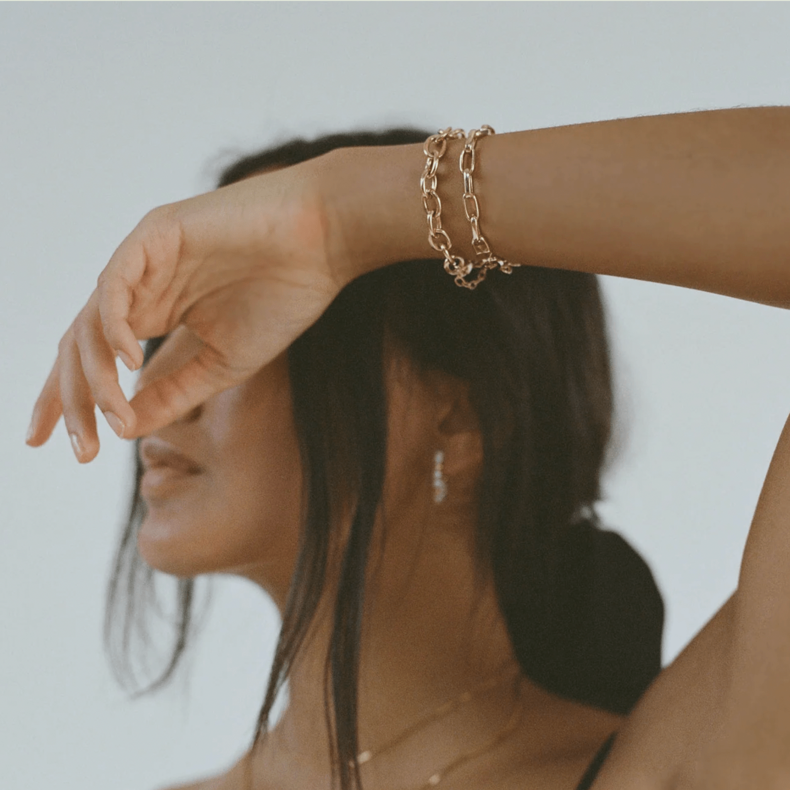 Detail view of the Paloma Link's elongated gold links
