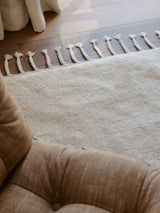 Armadillo Petra Rug in Blanc, detail of the new zealand wool weave and texture