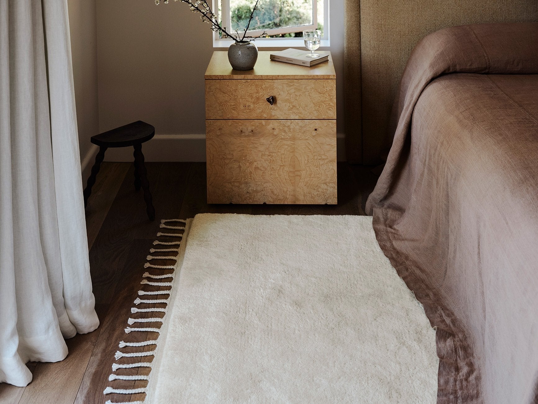 Petra Rug by Armadillo, hand-knotted new zealand wool rug, styled in a room at Calimia Home
