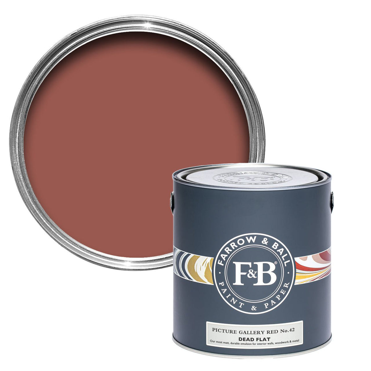 Farrow & Ball Picture Gallery Red No.42 paint tin and color swatch
