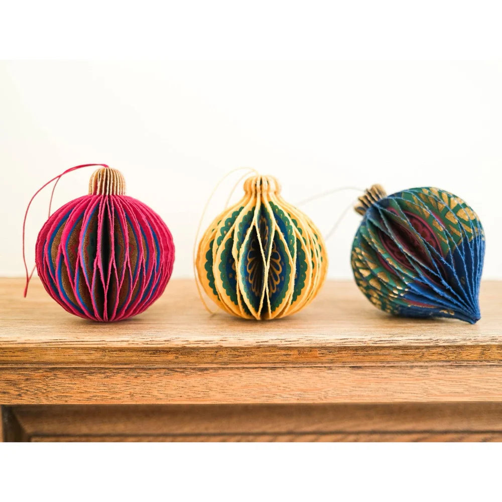 Yellow Bauble Honeycomb Ornament