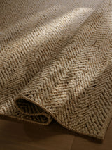Pinnacle Rug by Armadillo, handwoven wool and jute rug, styled in a room at Calimia Home
