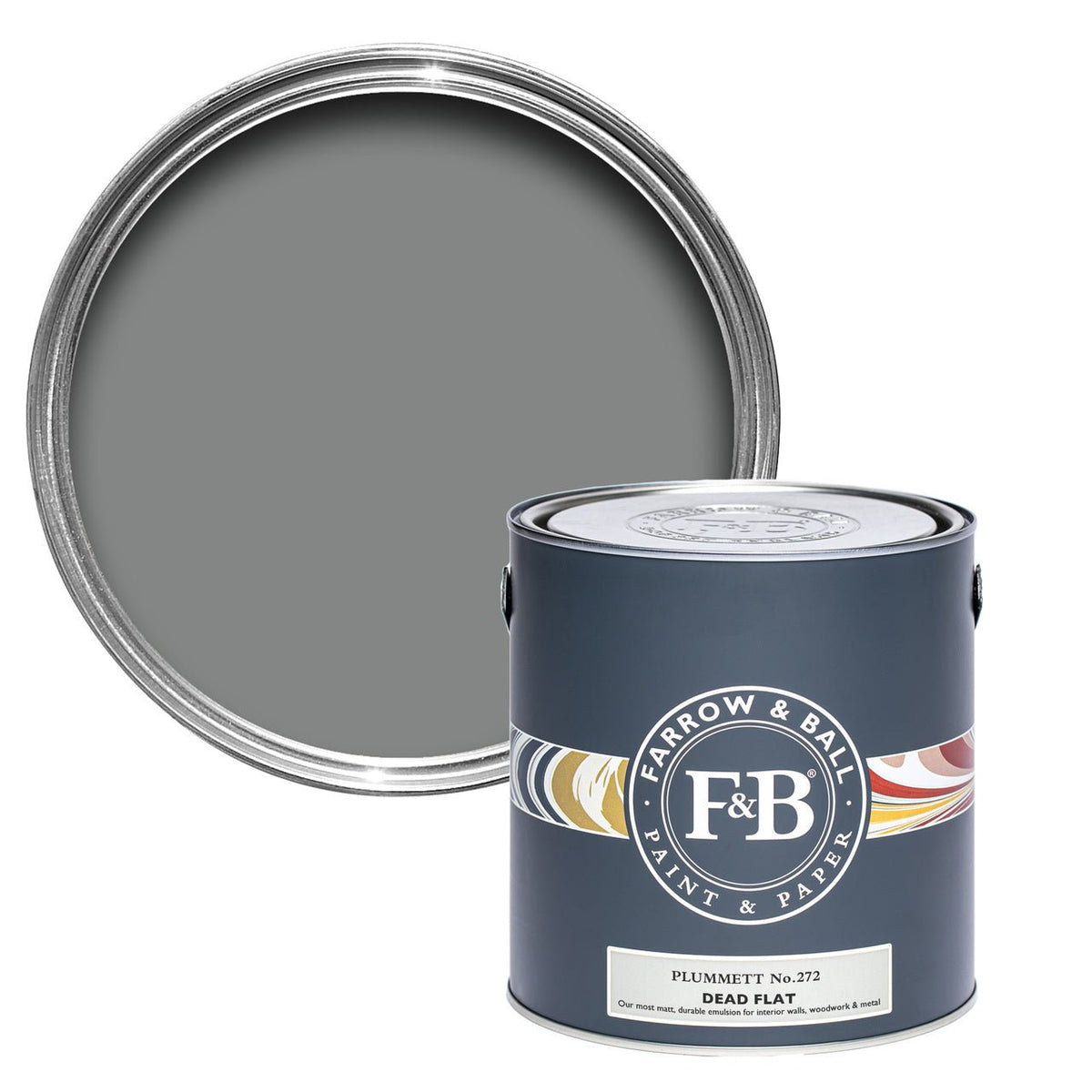 Farrow & Ball Plummett No.272 paint tin and color swatch
