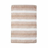 Sir Madam Porto Linens tea towel in dune featuring a striped pattern in earthy brown and white natural linen fabric