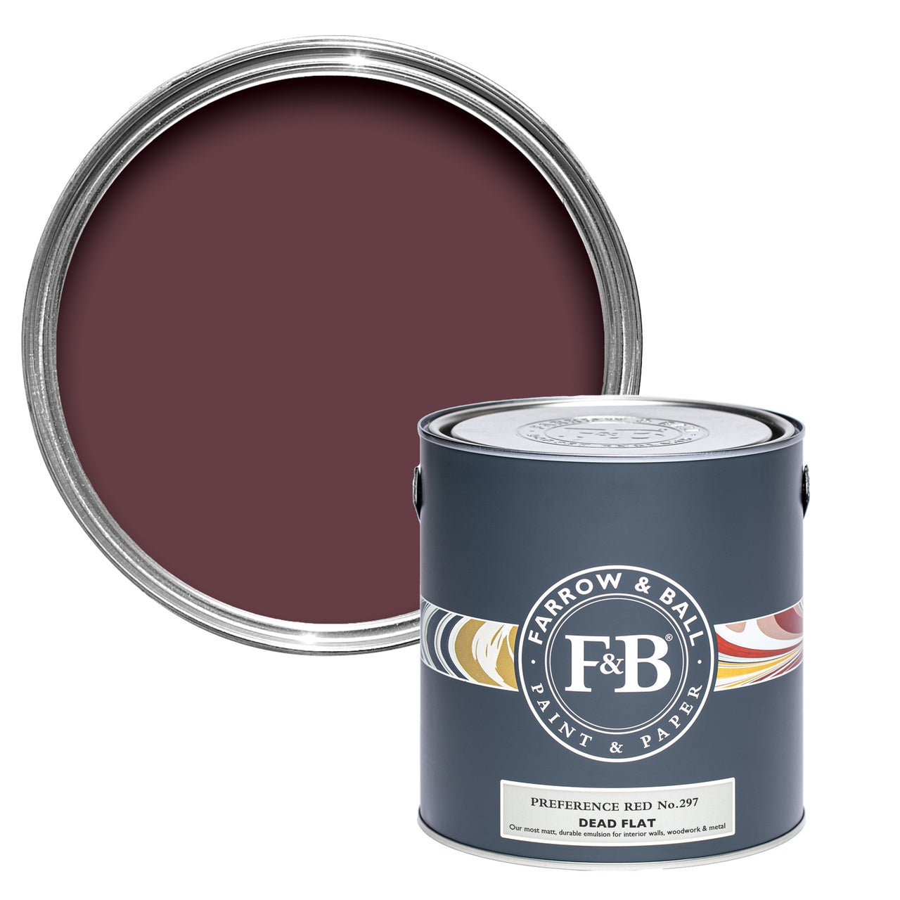 Preference Red No.297 paint tin and swatch
