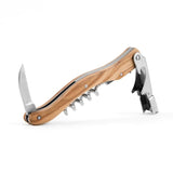 Be Home double-hinged wine corkscrew with a natural olivewood handle and stainless steel foil cutter