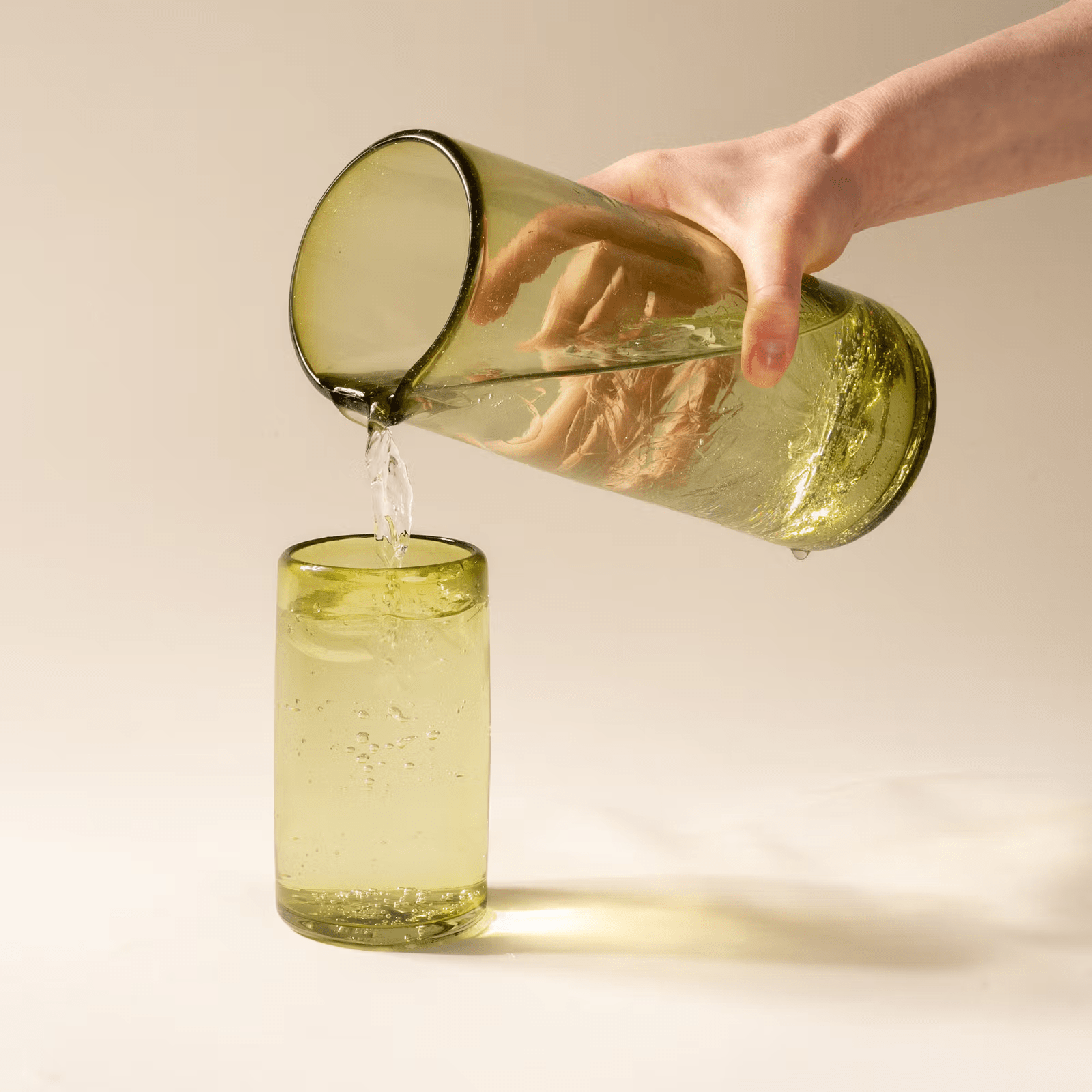 Recycled Handblown Glass Pitcher - Peridot