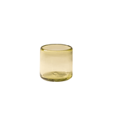 Short peridot recycled glass tumbler showing rounded rim and natural bubbles