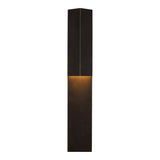 Rega 30 inch Folded Sconce in Bronze, front view of the tall folded metal wall light with LED glow at the fold