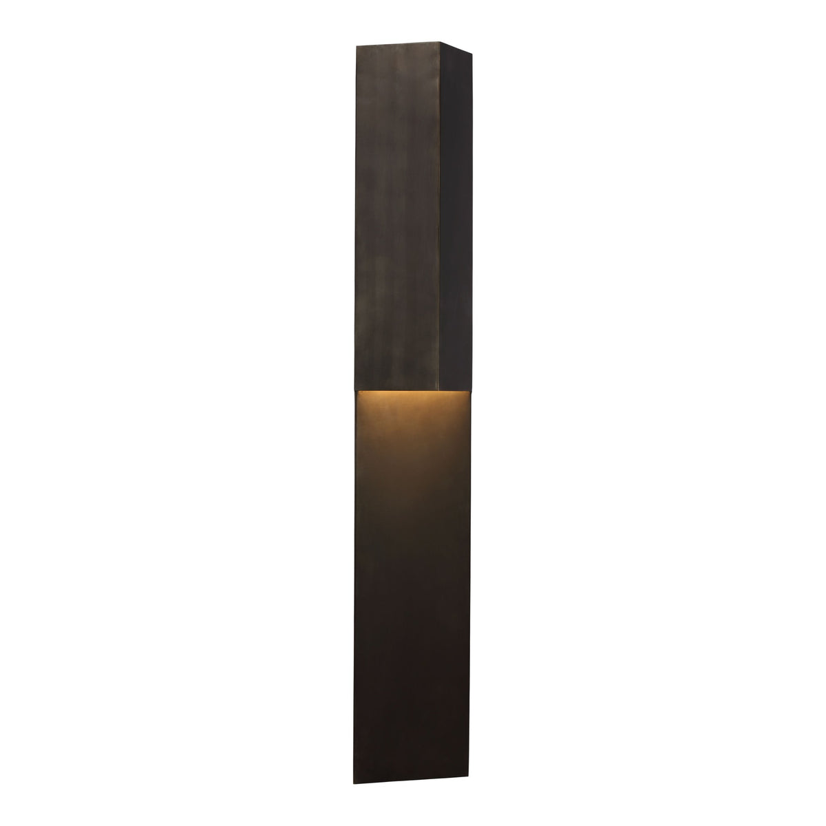 Rega Folded Sconce in Bronze, three-quarter view showing the angled fold and slim 3.25 inch profile