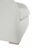 Calimia Home Reily upholstered chair in off-white Belgian linen with sloped arms and light oak feet