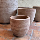 Ribbed terracotta egg planter — alternate angle