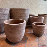 Ribbed terracotta egg planter — natural clay finish