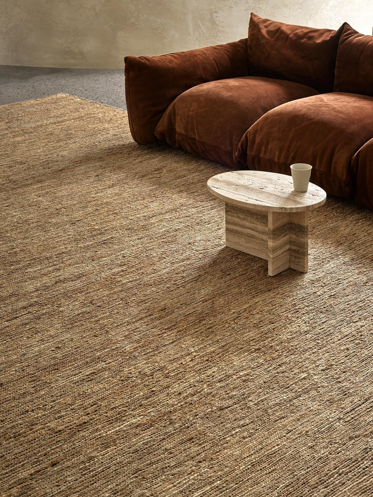 Armadillo River Rug in Natural, detail of the jute weave and texture