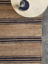 Armadillo River Rug in Natural & Indigo, detail of the jute weave and texture