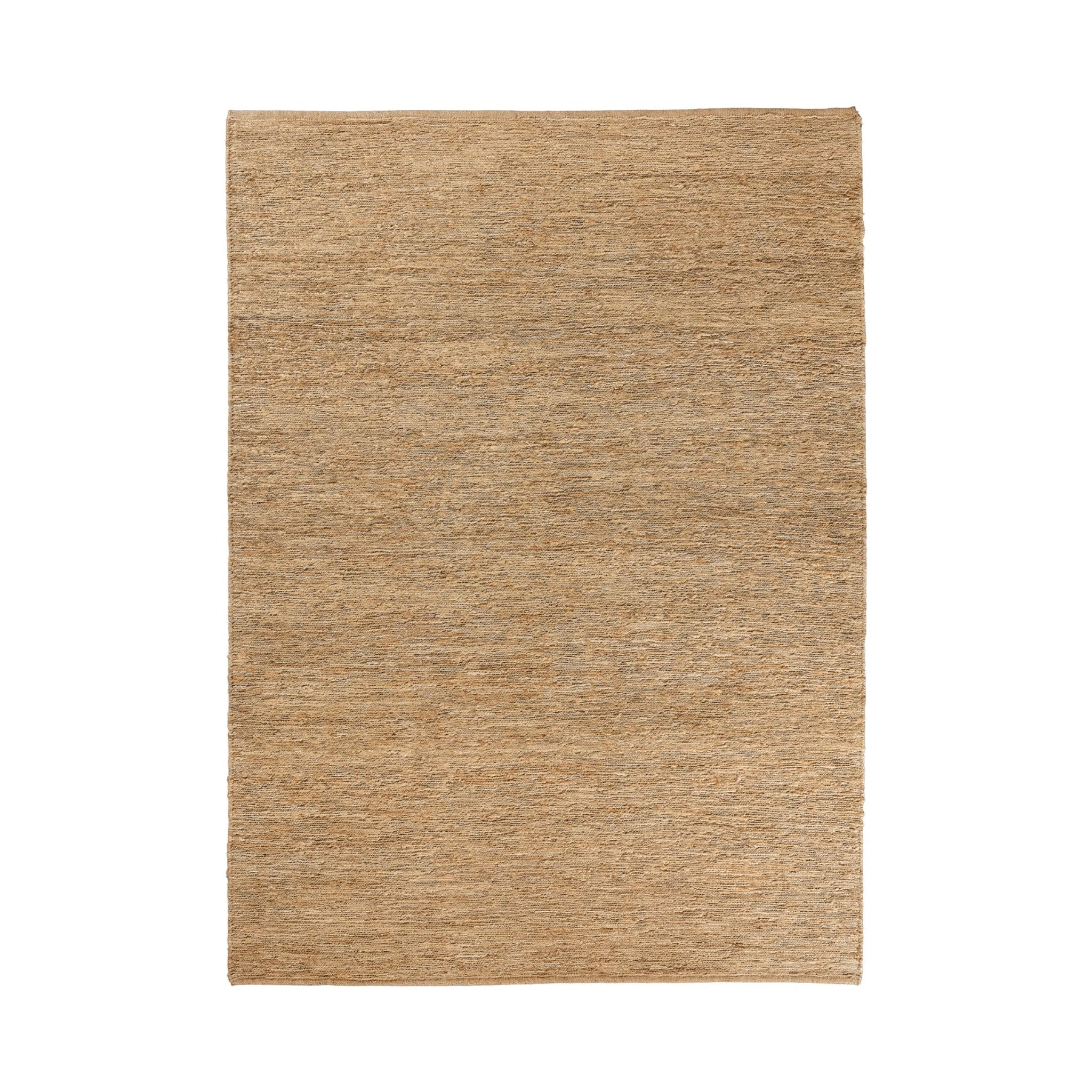 Calimia Home River Rug, a handwoven natural jute area rug with a textured, rippled design in a warm tan tone.