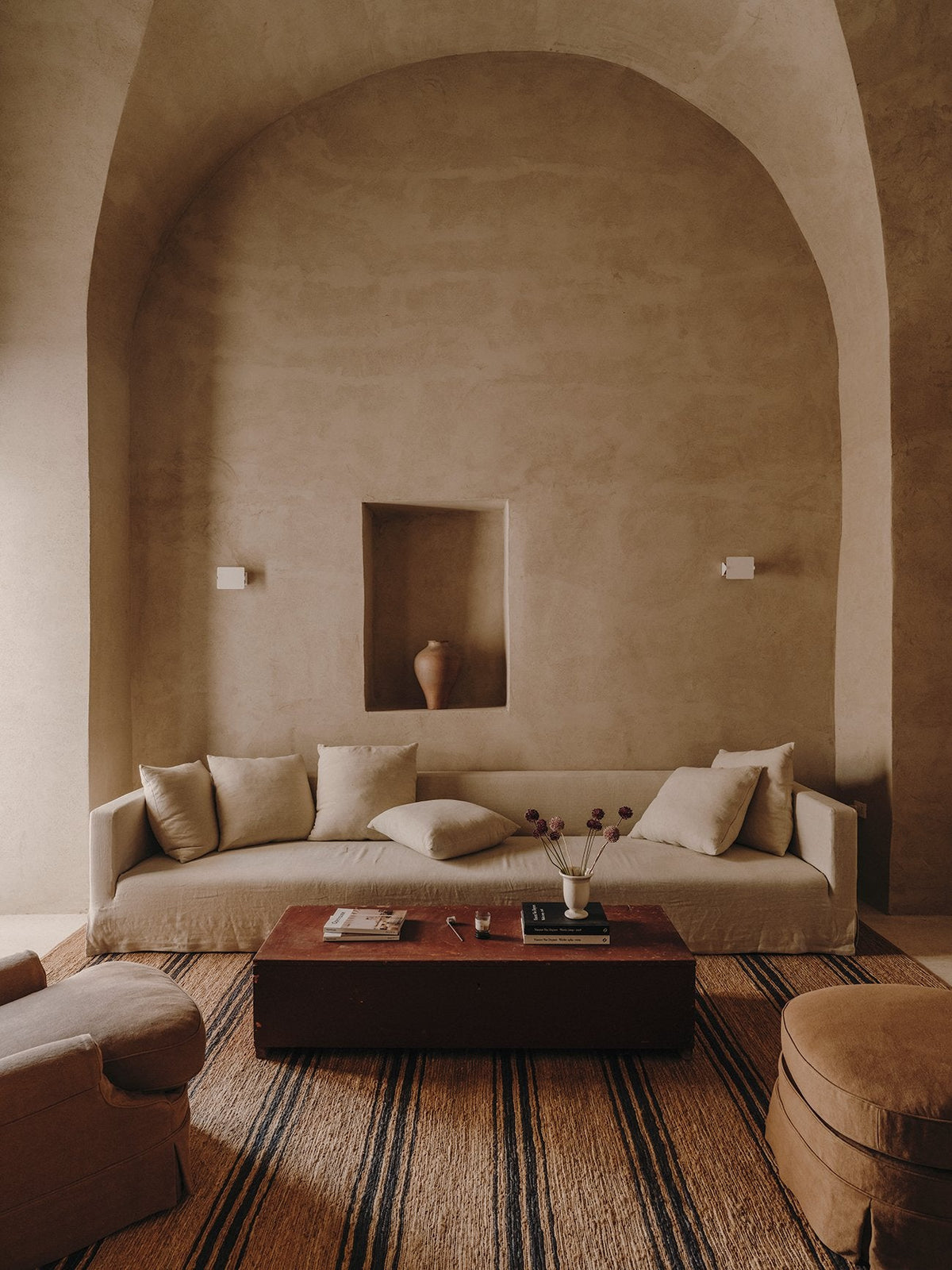River Rug by Armadillo, handwoven jute rug, styled in a room at Calimia Home