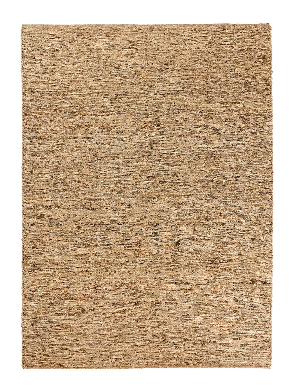 Armadillo River Rug in Natural, overhead view of the handwoven jute weave and edge finish