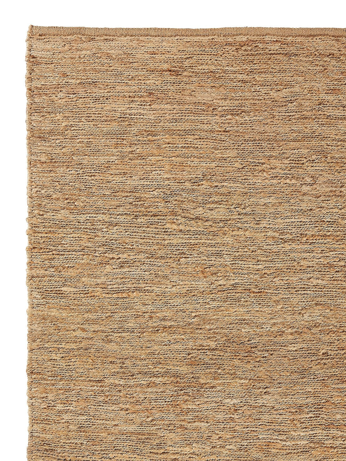 Armadillo River Runner in Natural, corner close-up of the jute pile and edge