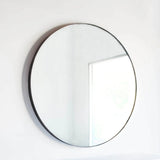 Round Chambers Mirror, 72 inch, in a black welded steel frame by Croft House