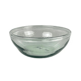 Bitters Co large hand-blown clear glass serving bowl with a rounded design and detailed rim.