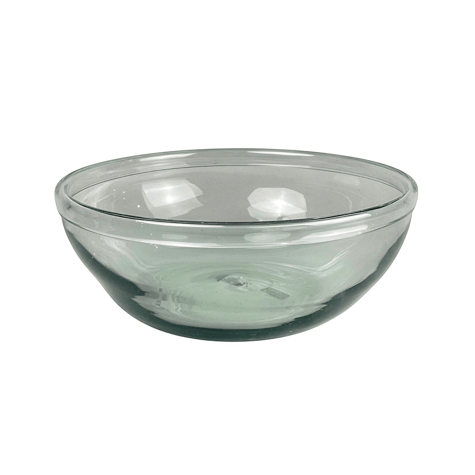 Bitters Co large hand-blown clear glass serving bowl with a rounded design and detailed rim.