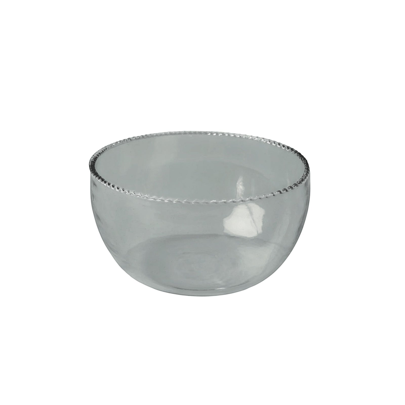 Be Home clear glass bowl with a delicate textured ruffle rim for elegant serving of salads or fruit.