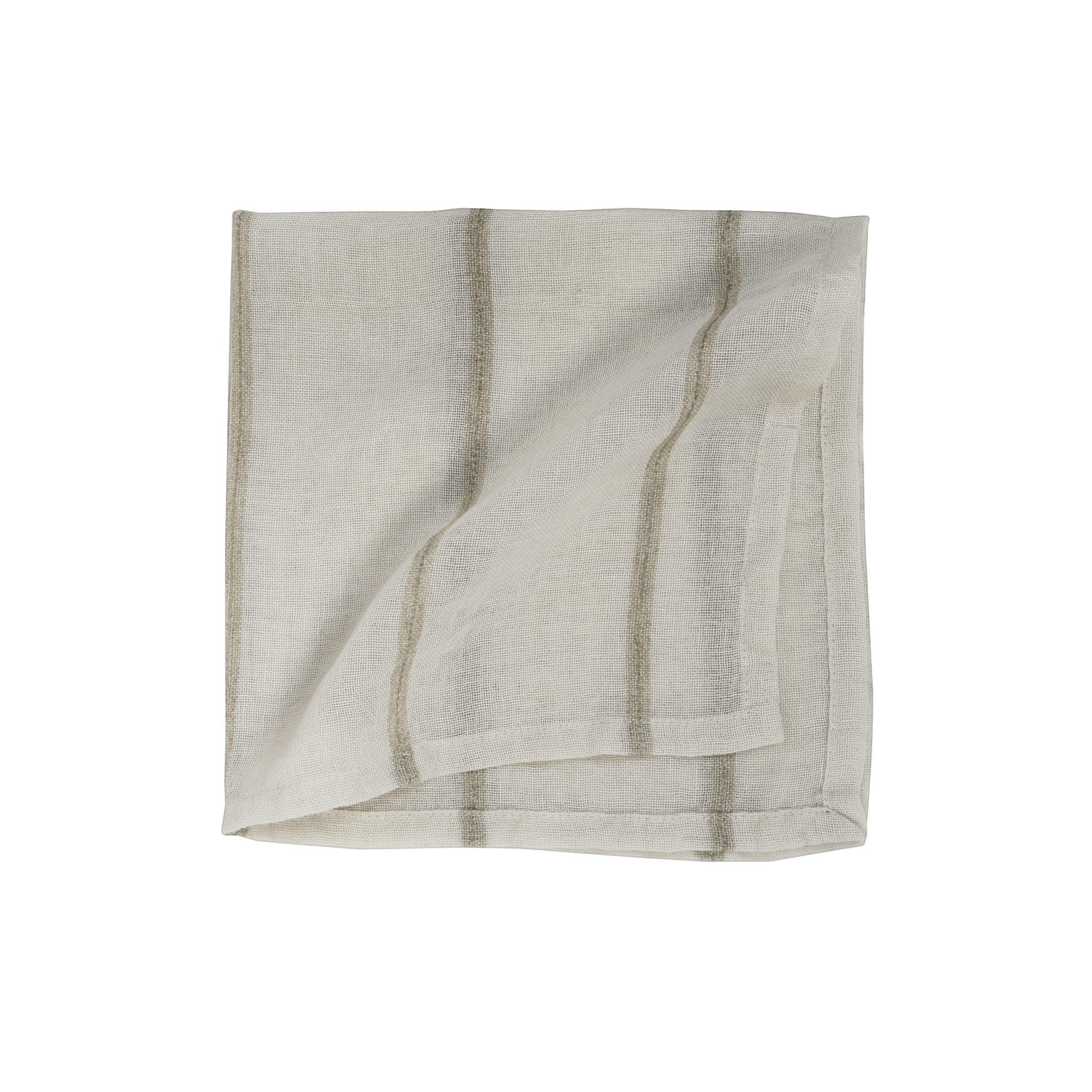Pom Pom At Home Rutherford napkins in natural linen with subtle contrasting stitched stripes and a finished edge.