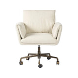 Salerno Desk Chair in Crete Sand linen by Amber Lewis x Four Hands, front view
