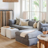 Sander Tan Lumbar Pillow styled on a sofa — warm tan Belgian linen lumbar pillow by One Bi One