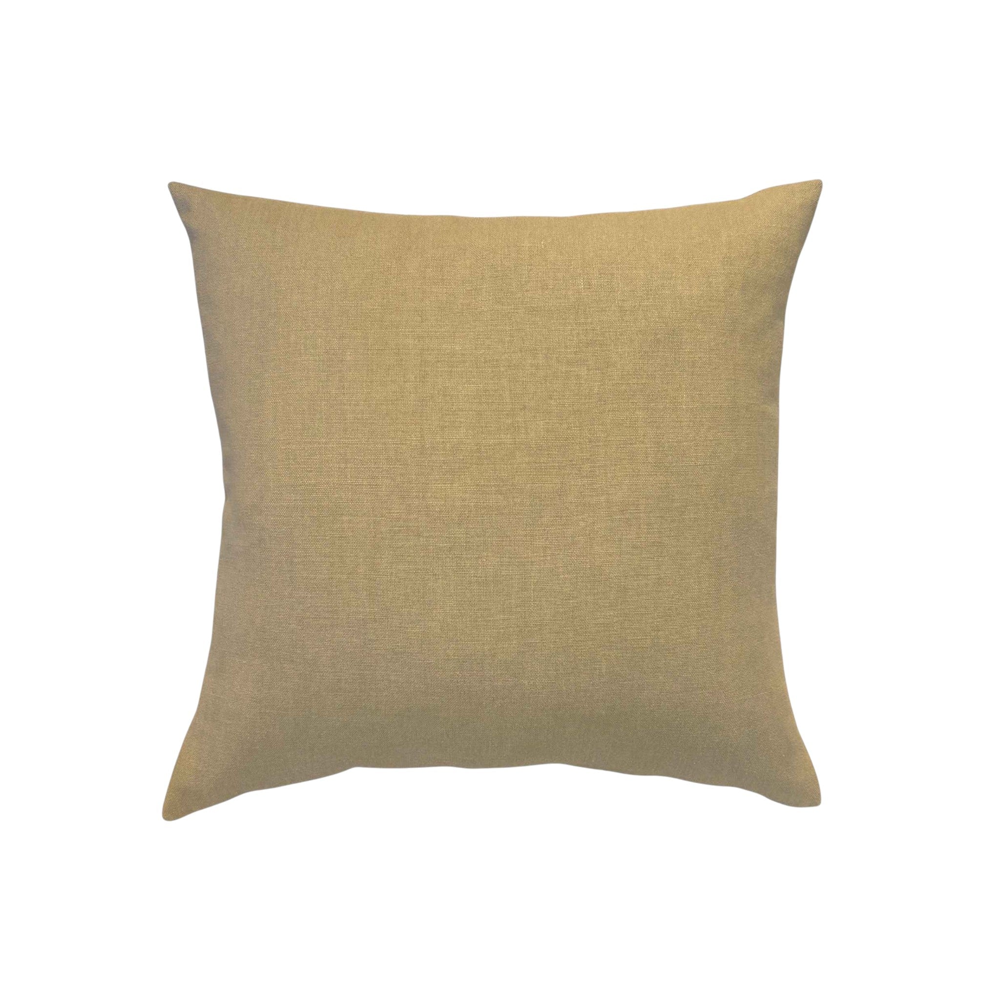 Sander Tan Pillow by One Bi One — soft Belgian linen in warm tan, feather down insert, handcrafted in Gothenburg, Sweden