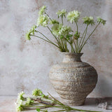 Artificial Scabious Flower in Cream by Abigail Ahern on white background, single stem with delicate pincushion-like flower heads