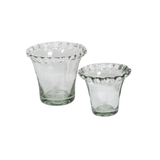 Scalloped Edge Glass Vase with hand-blown clear glass and wavy rim