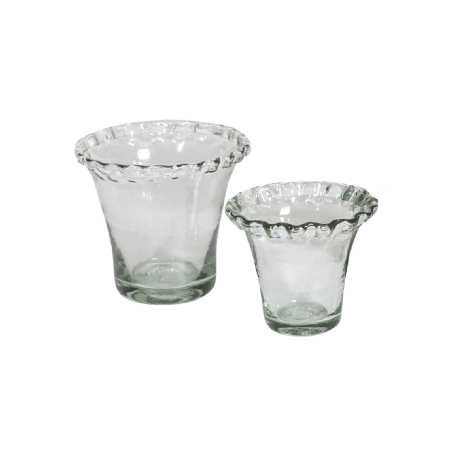 Scalloped Edge Glass Vase with hand-blown clear glass and wavy rim