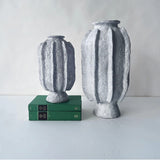 Calimia Home Sea Garden Prehistoire hand-formed terra-cotta vases with white textured glaze in two sizes