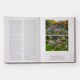 Calimia Home The Seasonal Gardener book open to a spread showing an autumn planting combination beside the text.