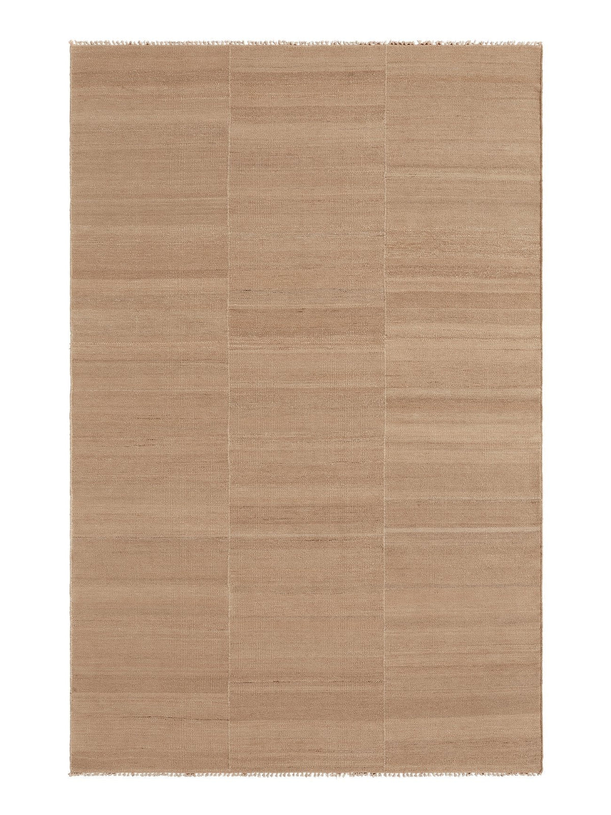 Armadillo Selva Rug in Desert, overhead view of the handwoven afghan wool kilim weave and edge finish