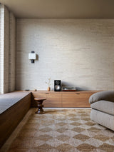 Armadillo Sequoia Rug in Natural, hand-stitched jute rug shown in a room setting