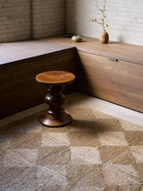 Armadillo Sequoia Rug in Natural, overhead view of the hand-stitched jute weave and edge finish
