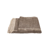 Calimia Home Serra mink chenille throw blanket with fringed edges, hand-woven in Belgium for a soft, textured finish.