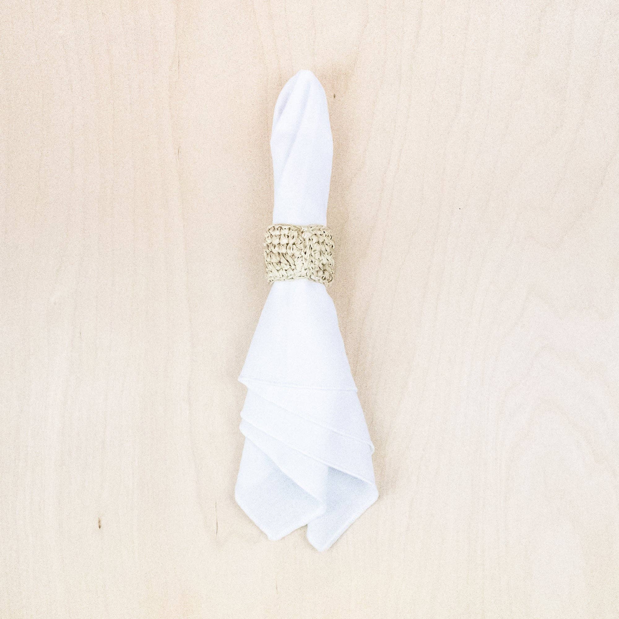 Set of 4 Raffia Napkin Rings - Natural