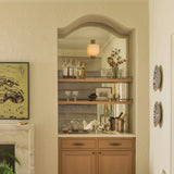 Living room walls painted in Farrow & Ball Shadow White No.282 around the built-in bar, Calimia Home Greenway project